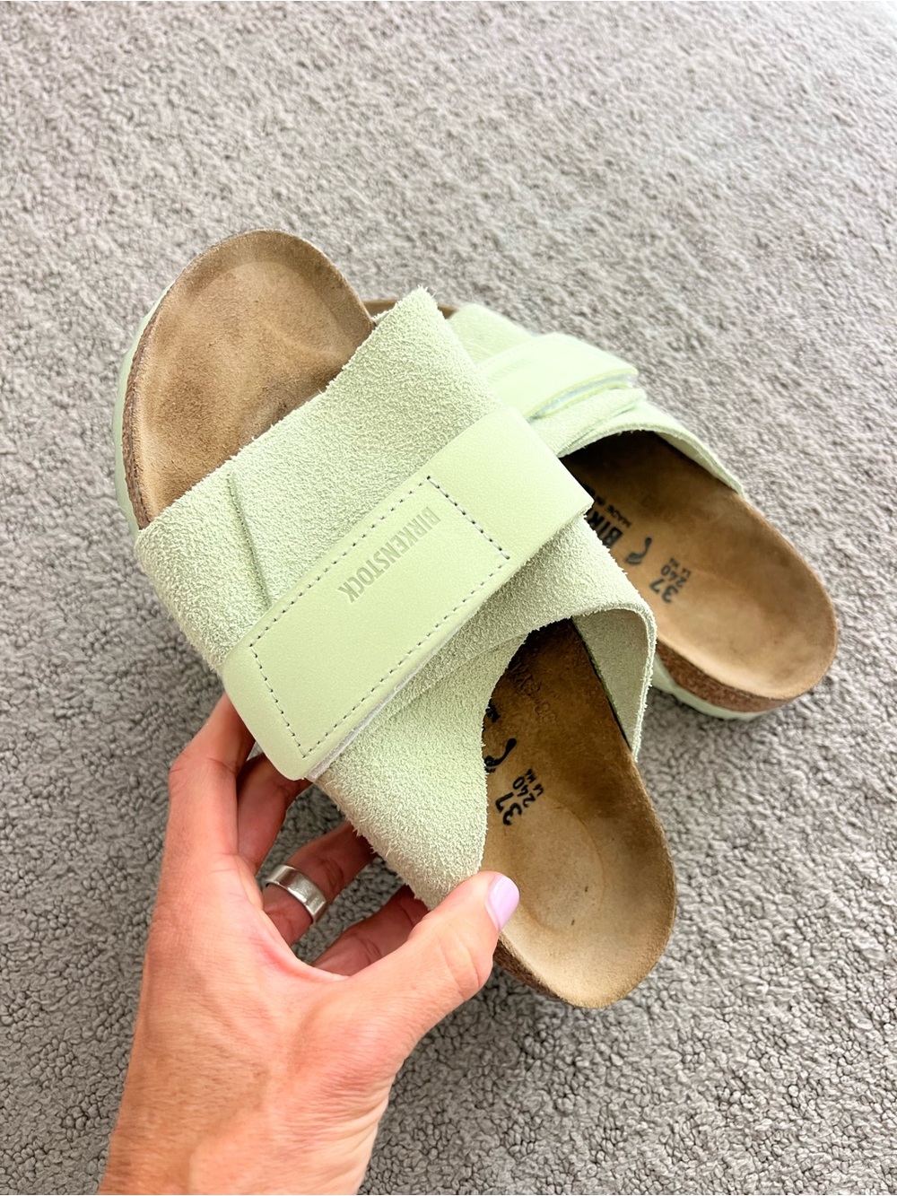 Birkenstock Kyoto faded lime Suede adjustable Strap Sandals size women’s 6